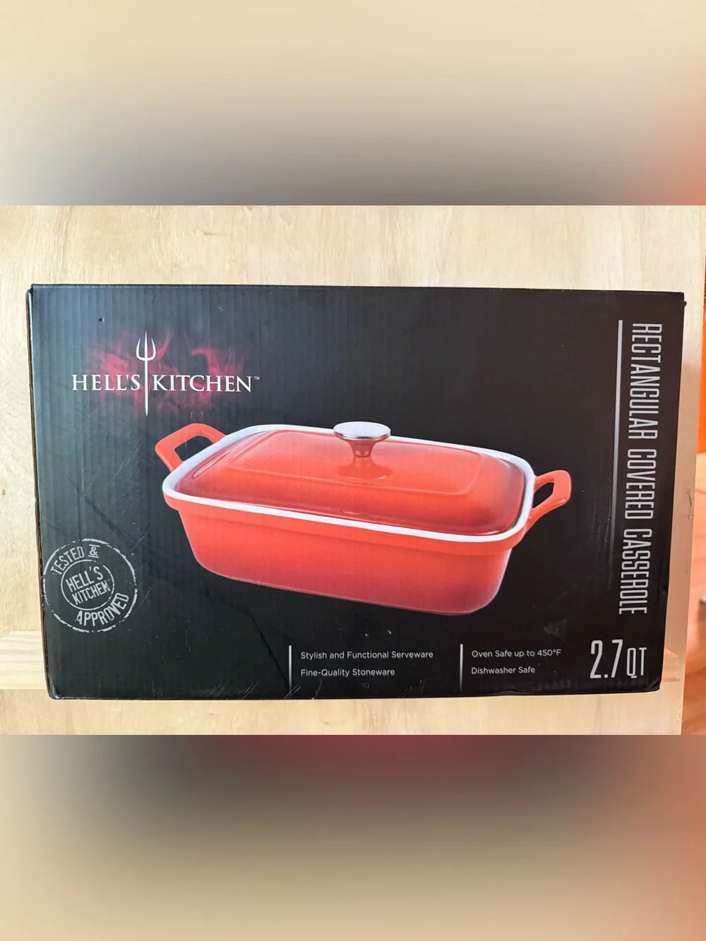 Red Rectangular Covered Casserole Dish